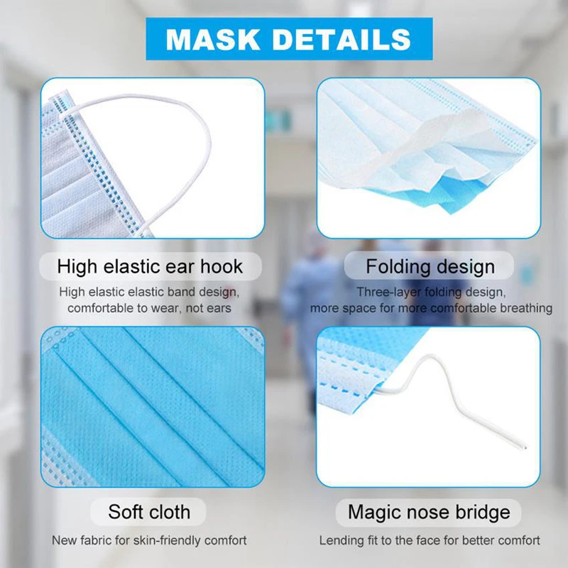 Disposable Face Masks 3-Layers Adult Disposable Civilian Masks Dust Proof Non-Woven Fabric Plus Melt Blown Cloth Masks 54 Haze Non-Woven Face Mask