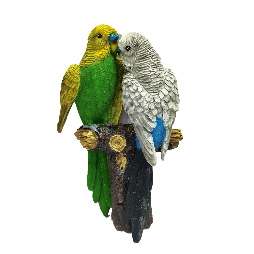 Resin Garden Couple Parrots on Branch Life Size Statue Wall Hanging Birds Sculpture