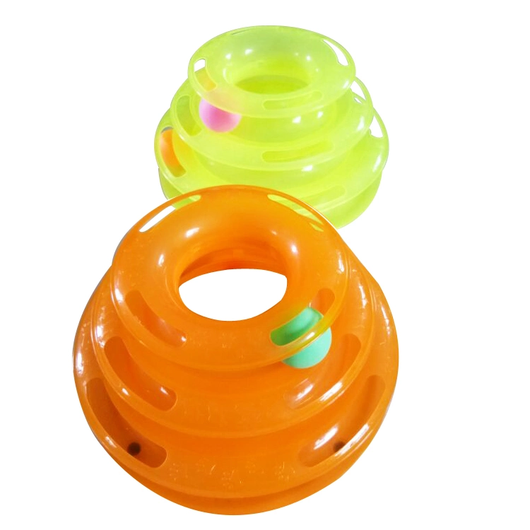 Custom Removable Training Exercise 3 Level Plastic Roller Tracks Tower Cat Ball Toy Interactive Pet Cat Toy