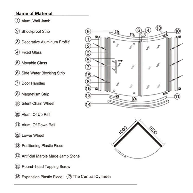 Hot Selling Rose Gold Frame Shower Enclosure Shower Door for Bathroom Corner