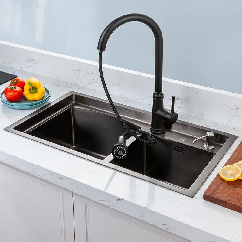 Double Bowl 304 Stainless Steel Basin Double Drain Kitchen Sink