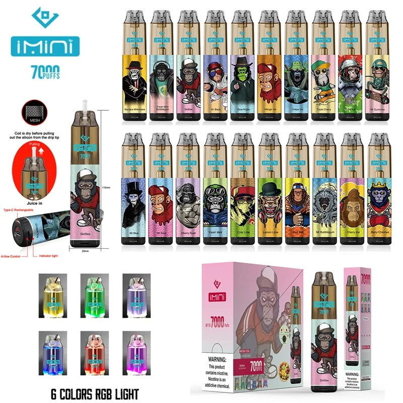 E Imini Puff Cigarette 9000 8000 7000 6000 espiral de malla 2% 3% 5% VAPE Puffs desechables Tornado VAPE 7K Puffbar 15ml Carts prefilados Elux Crystal VAPE 20000 VAPE