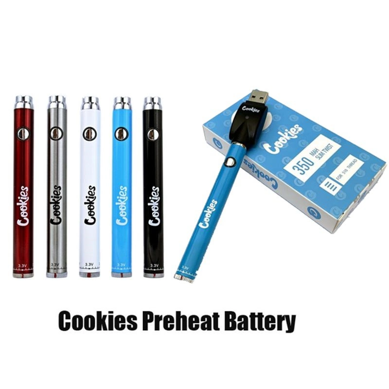 Cookies batería lápiz VAPE USB Cargador Blister Kits 350 900mAh Dispositivo de giro inferior 3,3-4,8V Precalentar las baterías de cartucho VV para EGO 510 Atomizador de tanques de rosca