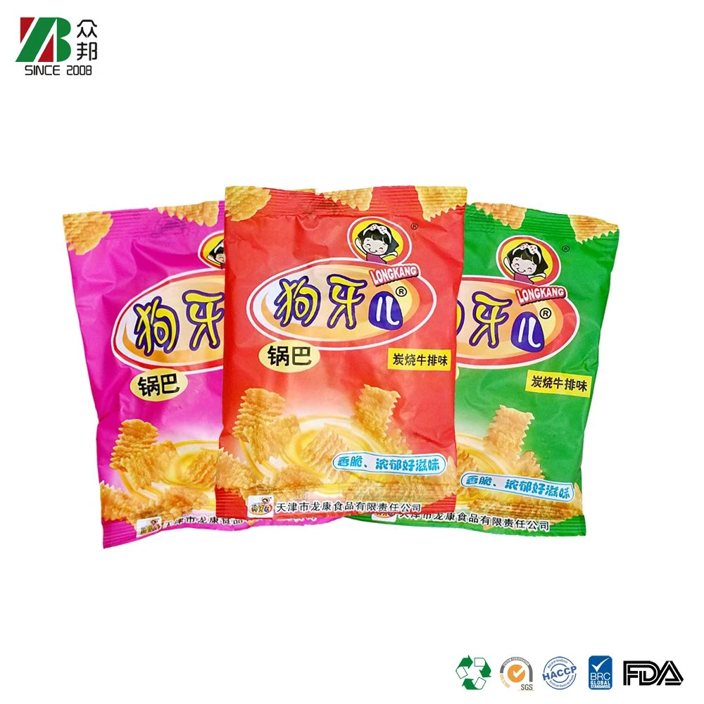 Laminated Custom plastic bags puffs food popcorn potato chips packaging bag for Snack