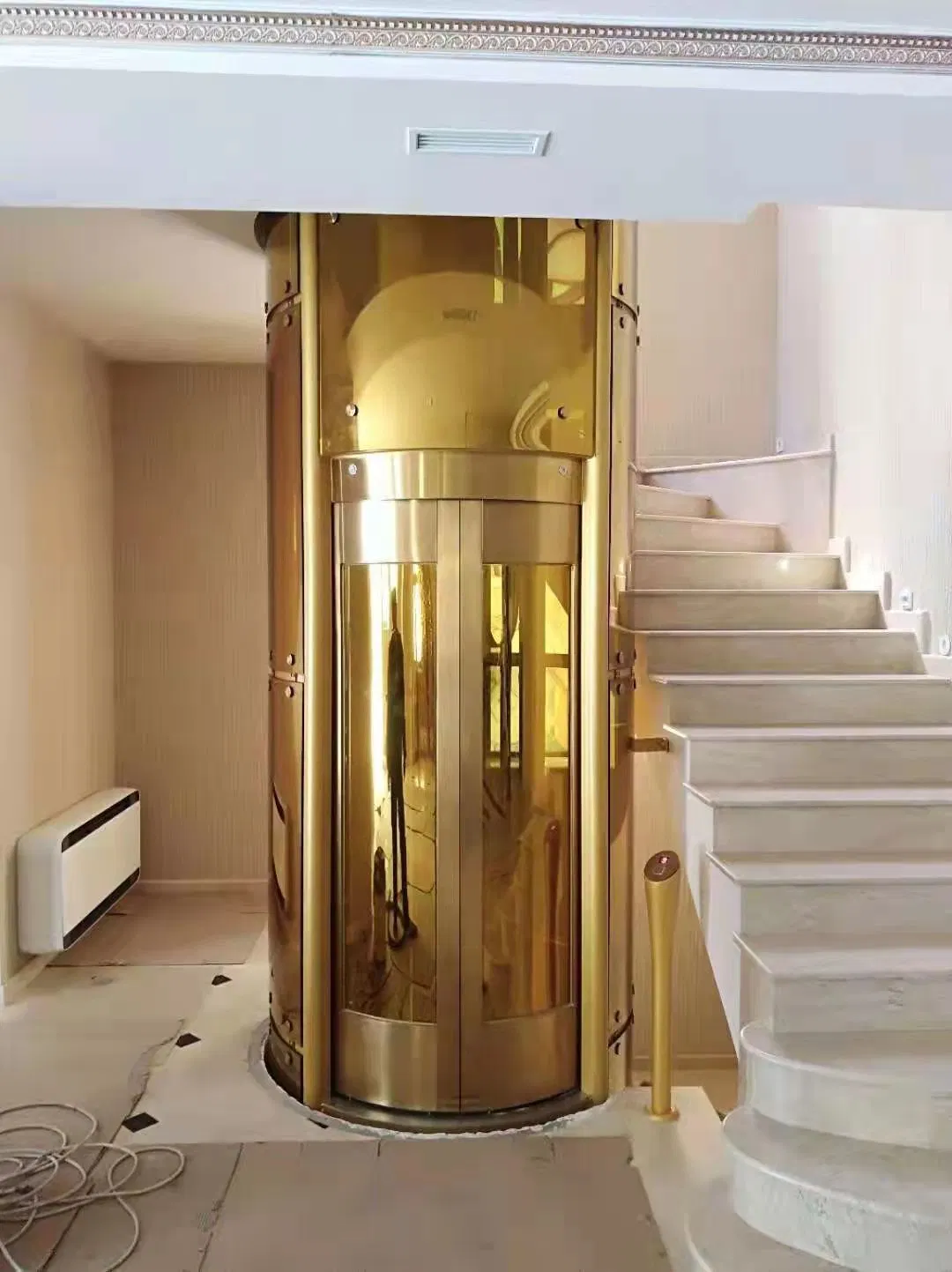 Round Panoramic Observation Lift Without Machine Room Residential Glass Elevator Home