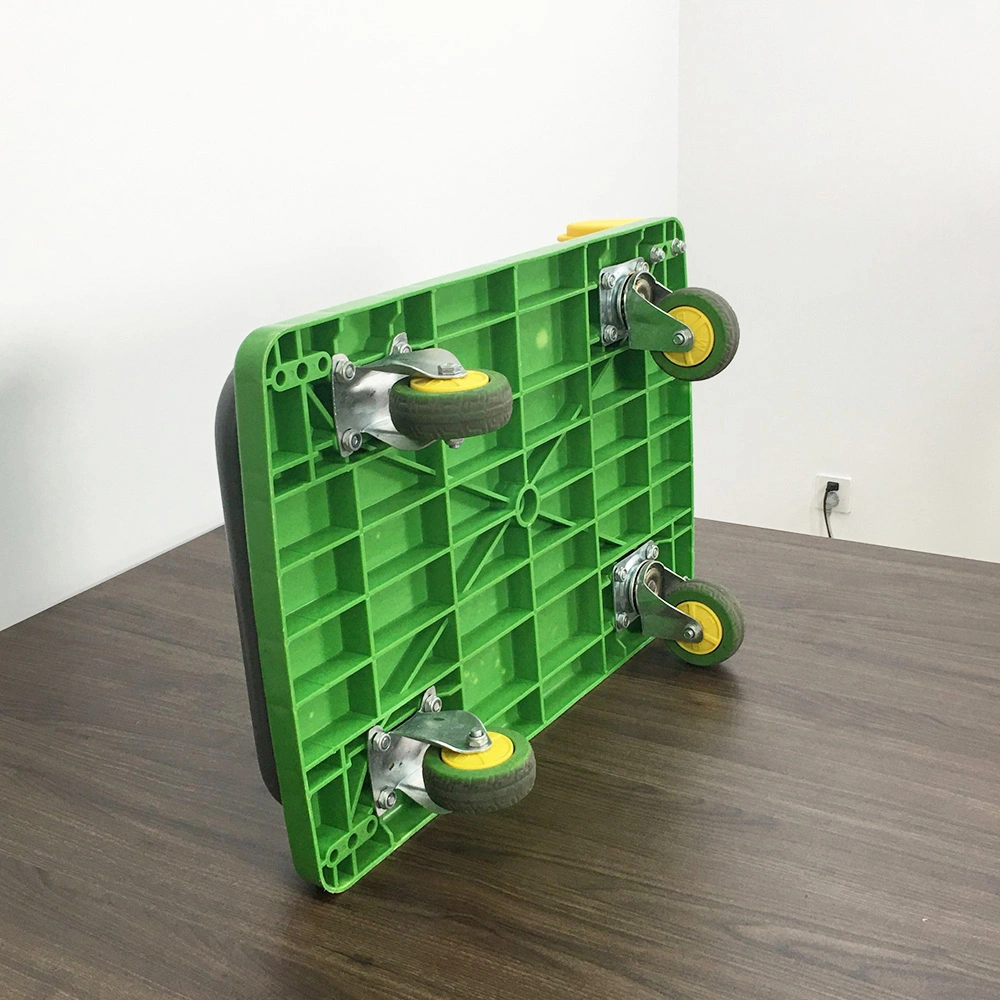 Wbd Green Color Foldable Plastic Platform 150/200/300 Kg Load Capacity Hand Trolley