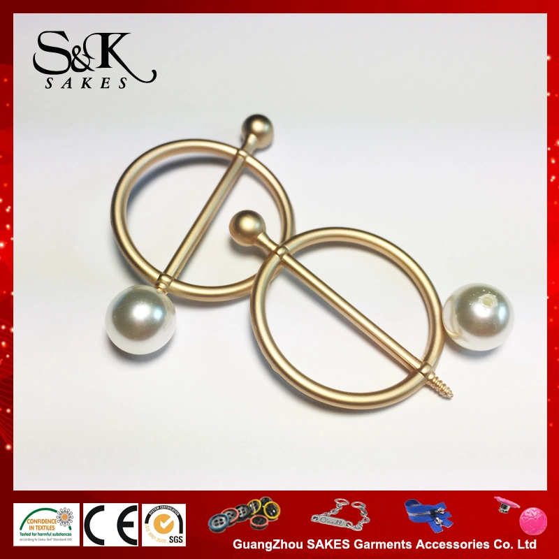 Fashion Fancy Design Metal Alloy Buckle with Pearl Bead for Lady Cloth