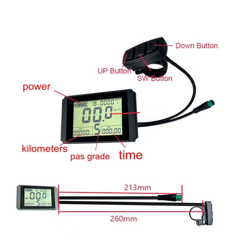 Elektrofahrrad Kt Display LCD10h 36V 48V Universal Display Geschwindigkeit Messgerät mit wasserdichtem Anschluss für E Scooter Umbausatz