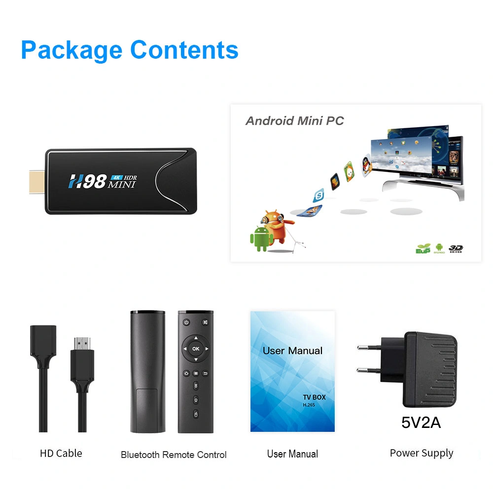 كمبيوتر شخصي صغير T98mini Android 9.0 Cloud TV Stick سعة 2 جيجابايت + 16 جيجابايت (XH-AT-044)