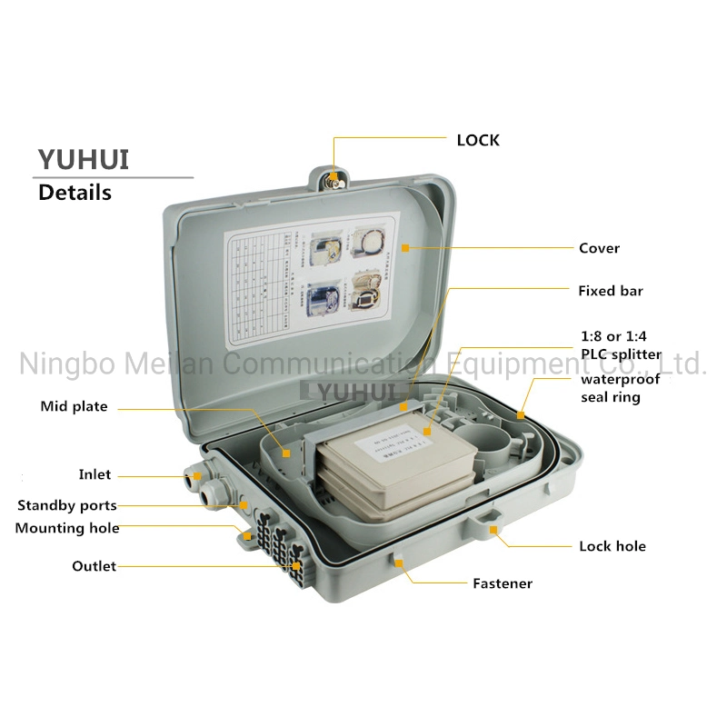 Small FTTH Access Fiber Optic Waterproof Terminated Distribution Box