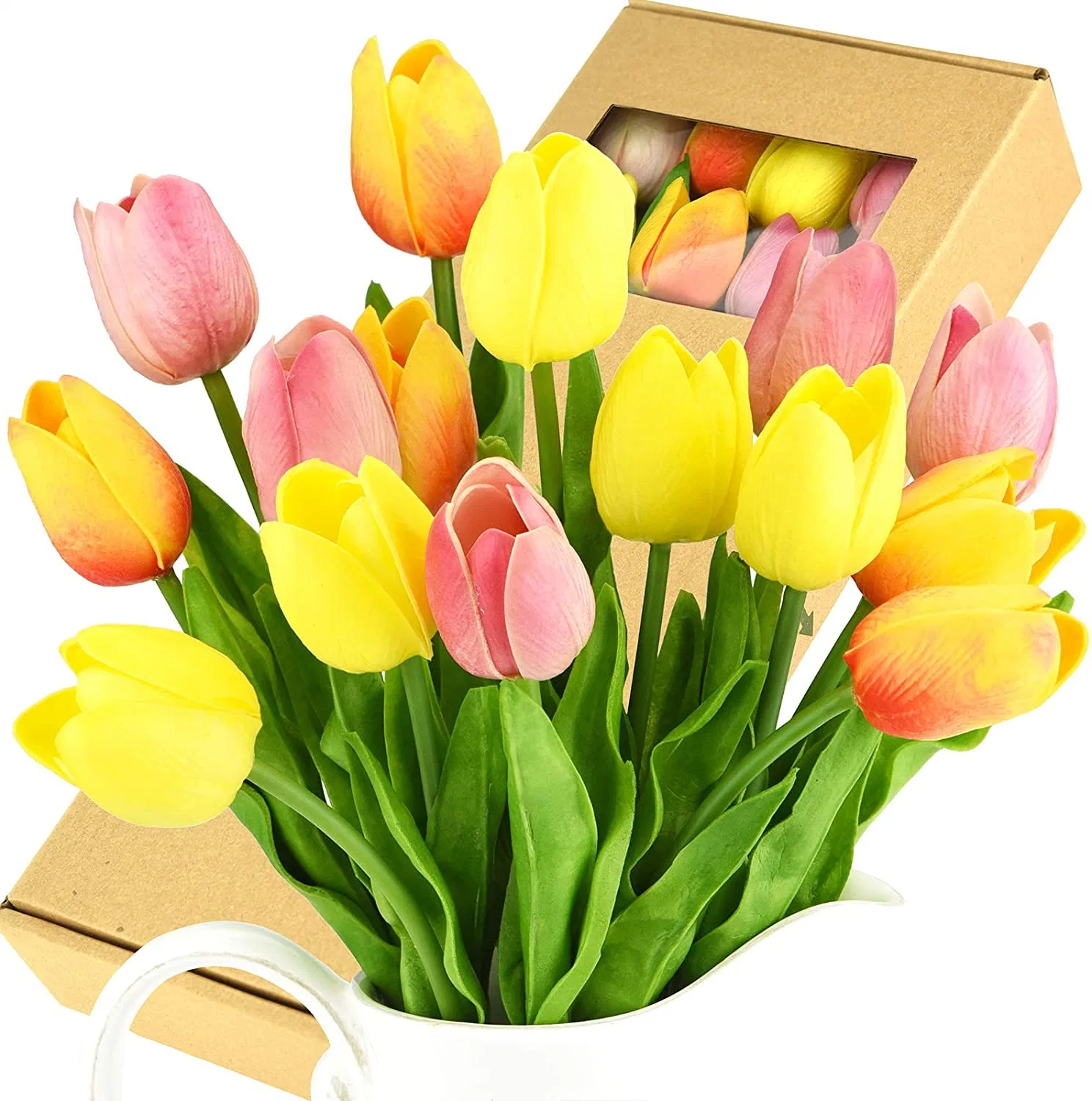 BEST Sell Wedding Décorative pu Real Touch fleurs Tulips artificiels Fleur artificielle blanche