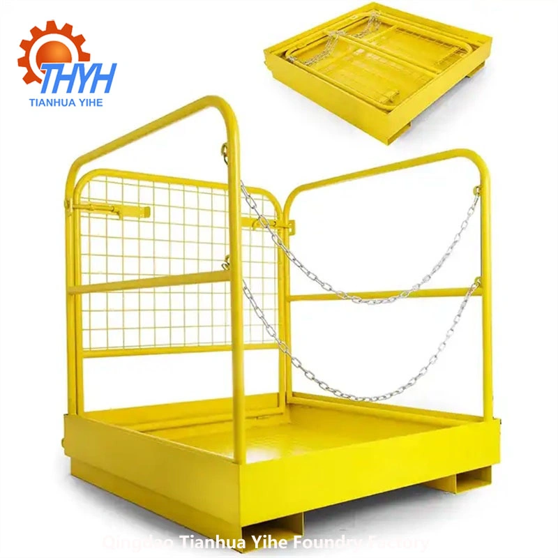 Folding Steel Easy Operation Safety Convenience Safety Cage Manual Forklift Lift Platform