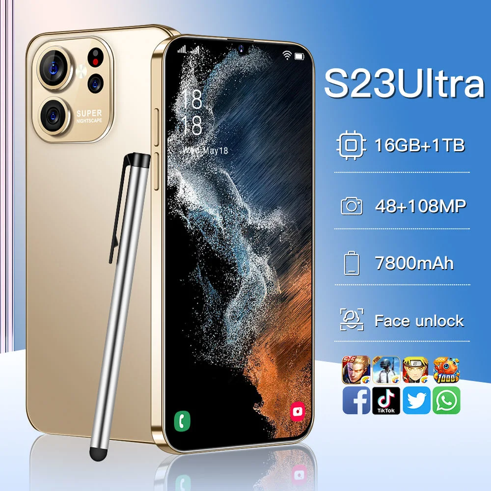 Venta caliente S23 Teléfono Ultra 16 GB+1tb Android Smartphones 6.8inch 5g desbloqueado los teléfonos celulares doble tarjeta SIM de teléfonos móviles