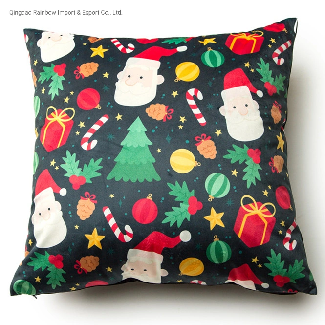 Merry Christmas Decoration for Home Holidays Santa Claus Xmas Tree Candy Cane Pillow Winter 2022 Happy New Year Tablecloth Runnercushion