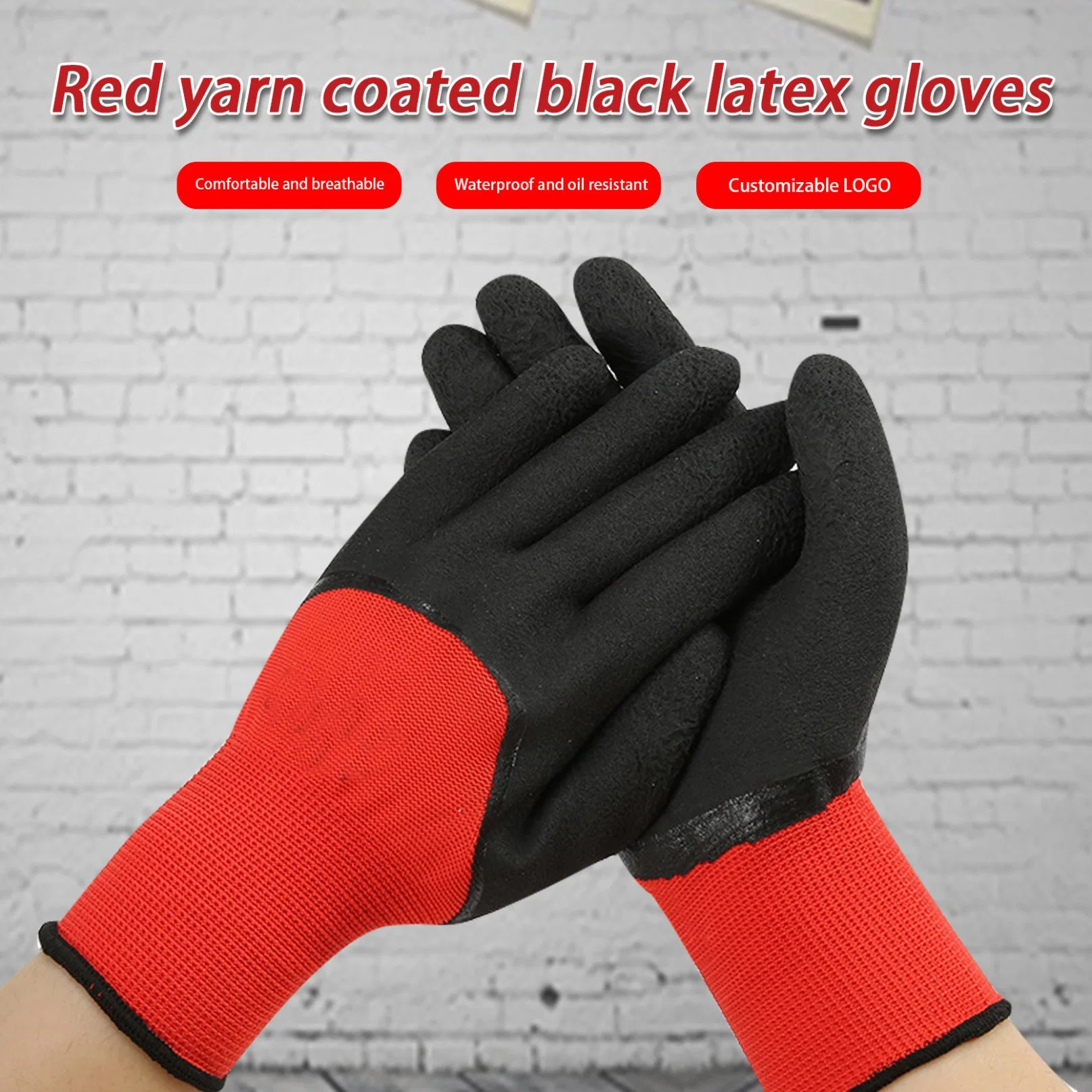 Factory Direct Sales 13G Polyester Latex Wrinkle Palm Coated Reusable Working Labor Safety Protective Hand Gloves for Gardening Household