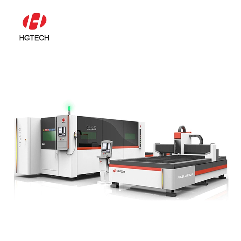 2023 Hgtech 1000W-3000W Raycus IPG High Speed CNC Fibre Laser Máquina de Corte para chapa de alumínio em aço inoxidável
