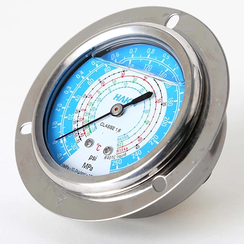 German Type All Stainless Steel SS316 -60 to 200 Centigrade Air Source Heat Pump Refrigerant Freon Pressure Gauge R134A R22 R404A R410A R407c HVAC Fireplace