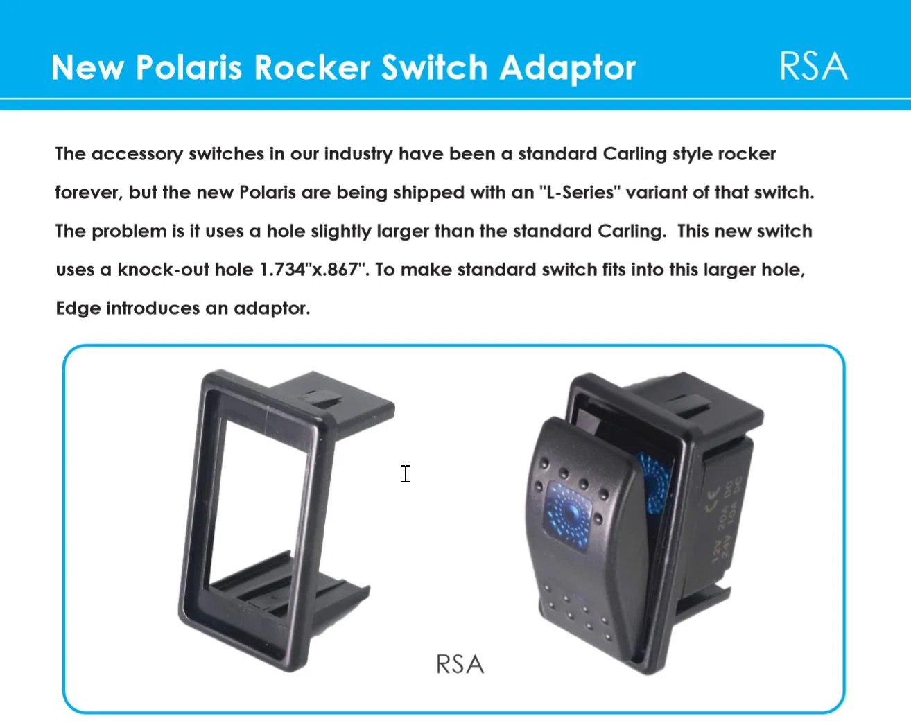 Edge Rsa New Polaris Rocker Switch Adaptor Rsa