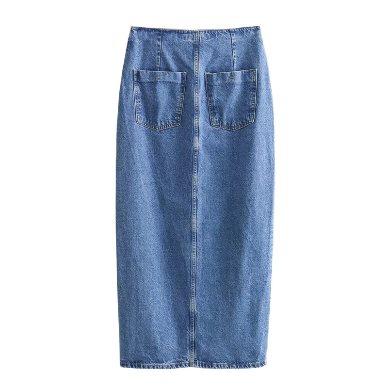 Pb&Za Women's Clothing Wholesale/Supplier New Slit Denim MIDI Skirt