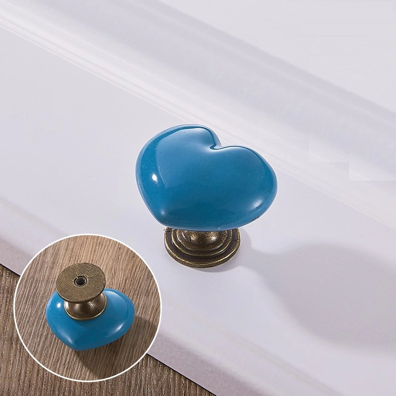 Heart Shape Furniture Hardware Ceramic for Kitchen Cabinets Pull Handle Material Handle Color OEM Customized Handle