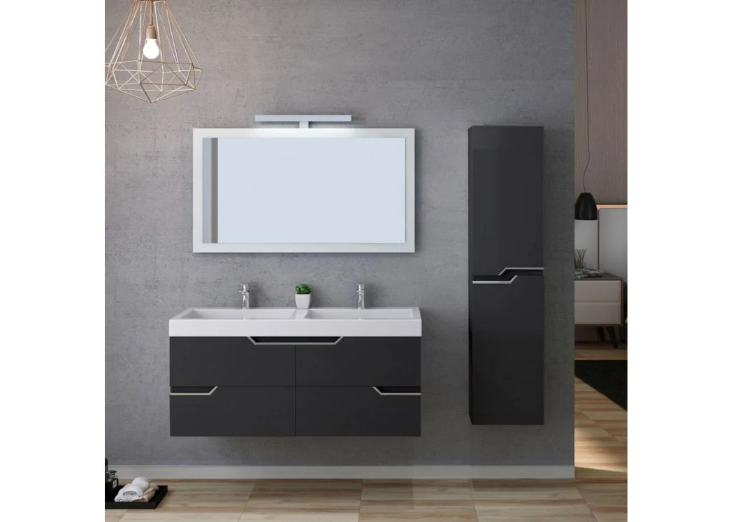 Mur Gris armoire Hung Salle de bains 120cm salle de bains Set de meubles avec deux lavabo