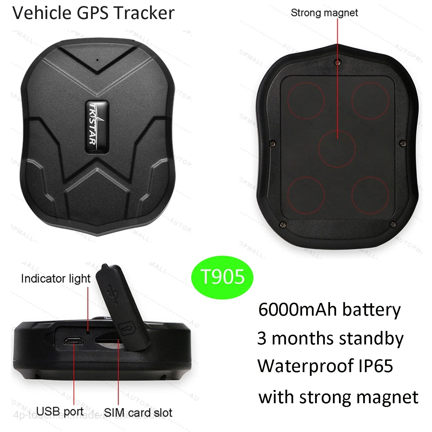 Werksversorgung 2G eingebaute starke magnetische Fahrzeug Auto GPS-Tracking Gerät mit kostenloser Web-Plattform Monitor T905