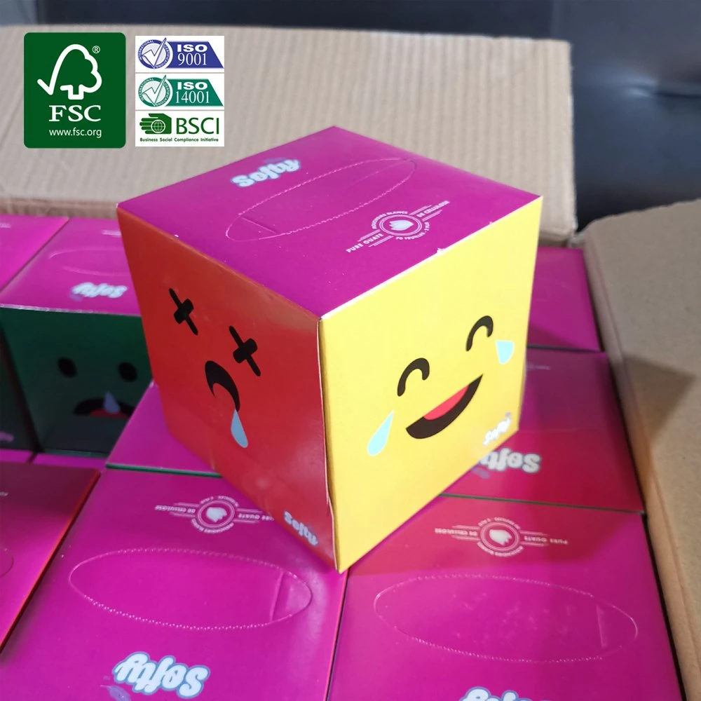 Wholesale Cheap Price Flat Box Big Soft Plastic Pack Cube Box Paper Facial Tissue