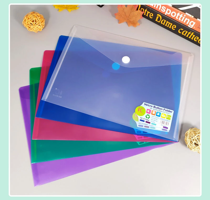 A5 A4 Envelope Clear PP File Folder with Snap Button