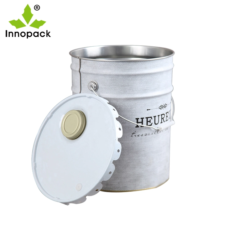 Venta caliente revestimiento interno de metal de 20 litros Bucketl Pai con flor lug