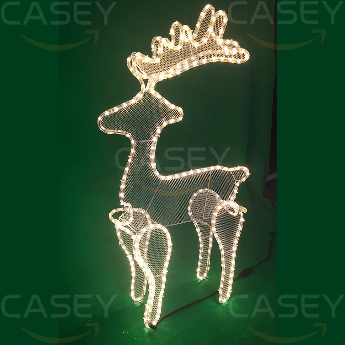 Large Lighte Deer Family Set Outdoor Christmas Decoration with LED Lights Gold Twinkling Holiday Ornaments Yard Decor for Home Lawn and Front Yard