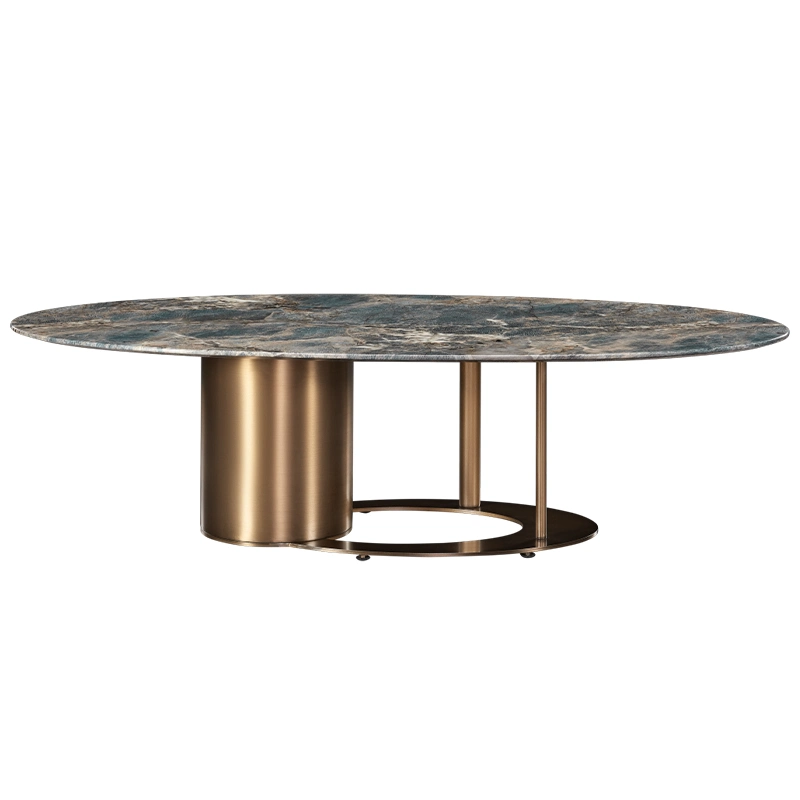 Living Room Furniture Modern Luxury Gold Silver Stainless Couchtisch Sintered Stone Tea Table Set Marble Coffee Table