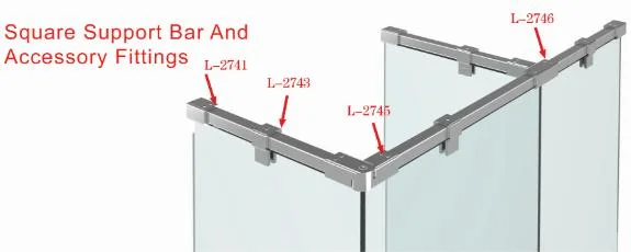 Brass Square Pipe Support Bar Connector Accessories for Shower Room