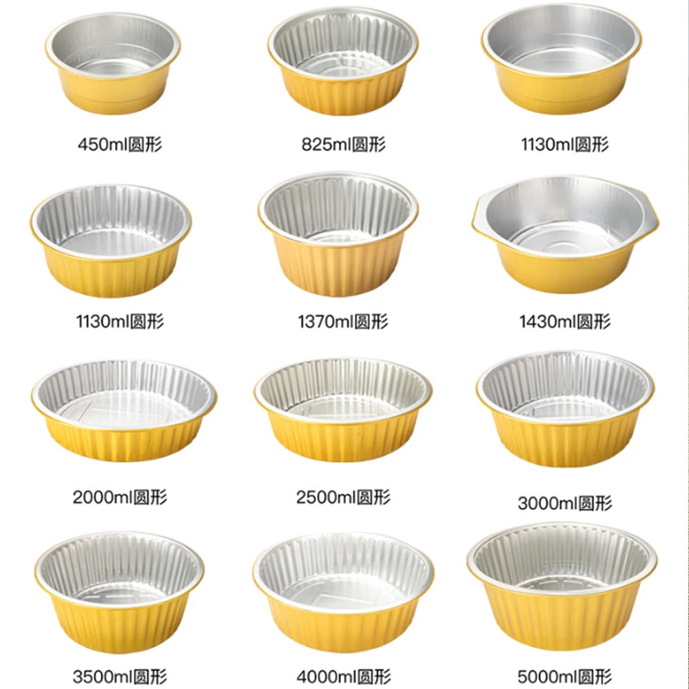 Circular Baking Dish Pans Logo Disposable Dessert Boxes Color Pudding with Lid Pan Cakes Aluminum Foil Baking Cups