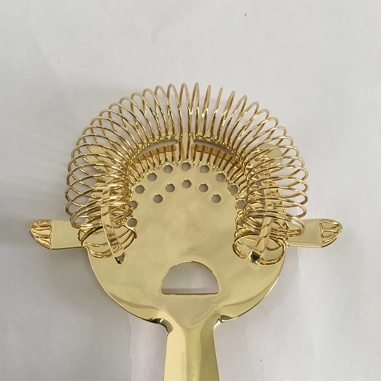 Light Gold Color Plated Water Plated Method Metal Strainer for Bar Use