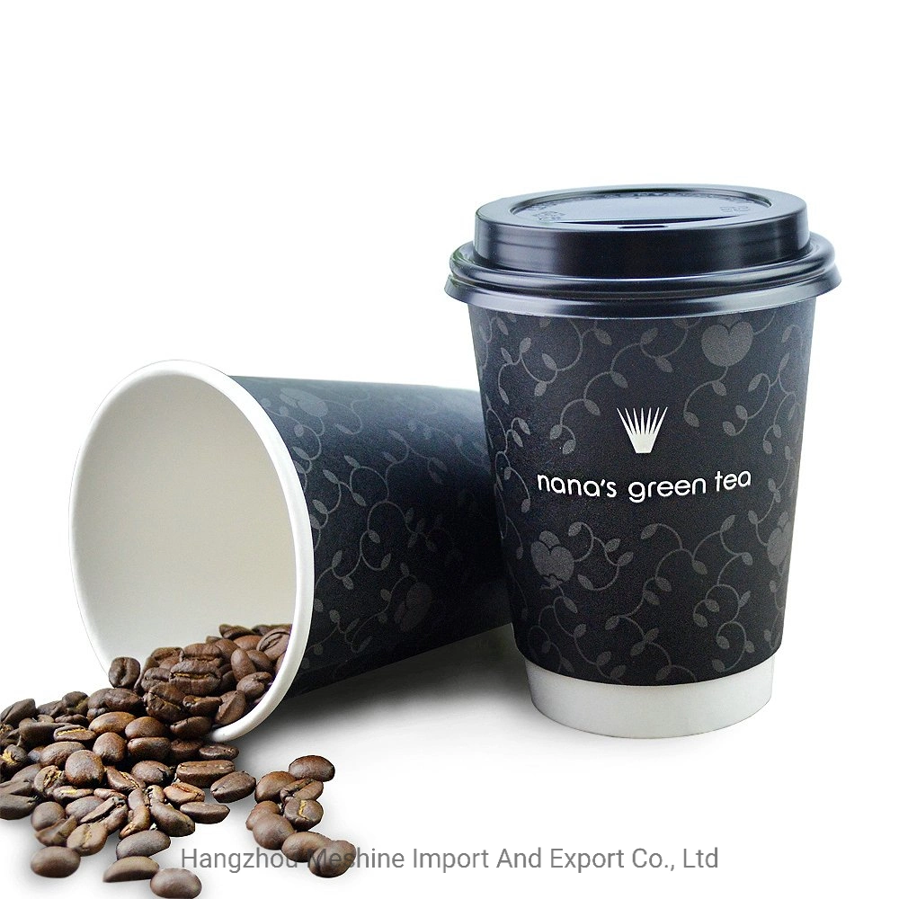 Custom Disposable Single/Double/Ripple Wall Hot Drinking Kraft Paper Coffee Cups with Lids