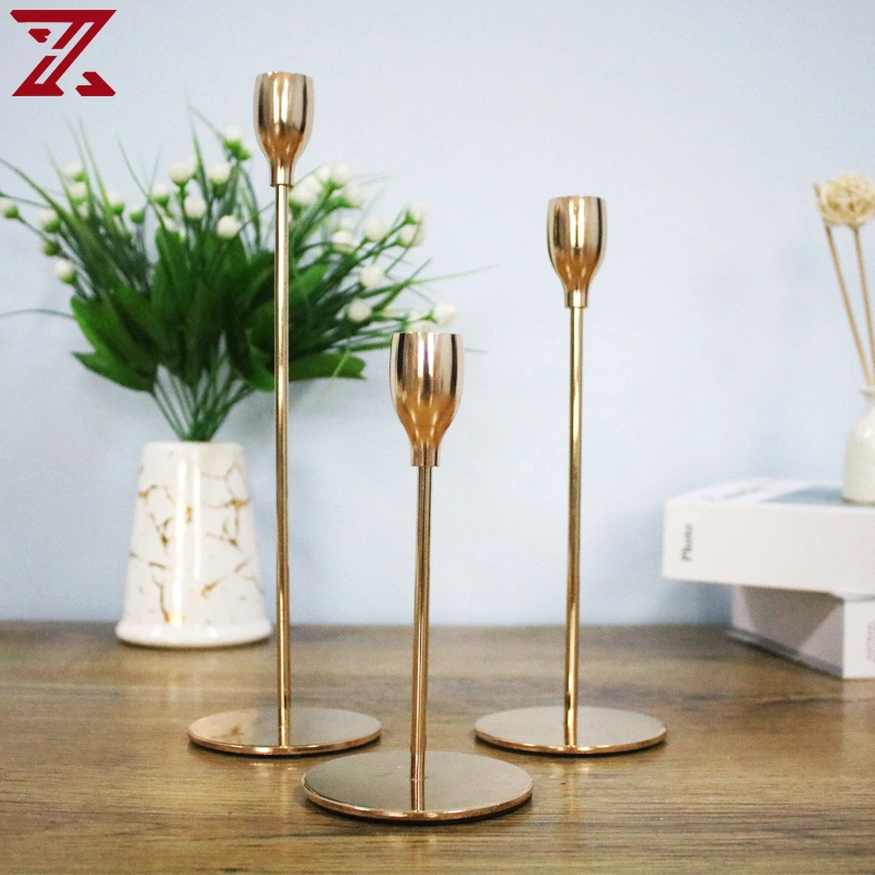 European Gold Silver Candlesticks Stand Metal Candle Holders for Home Decor