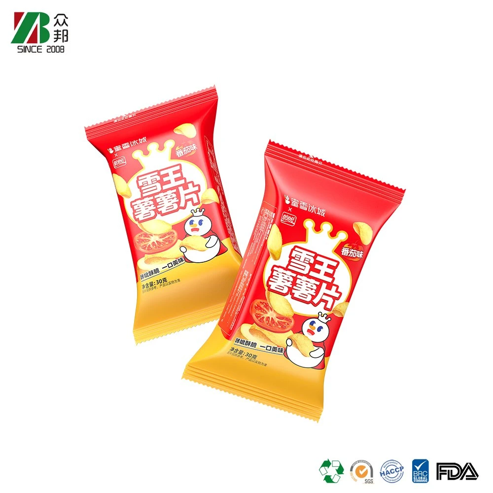 Laminated Custom plastic bags puffs food popcorn potato chips packaging bag for Snack