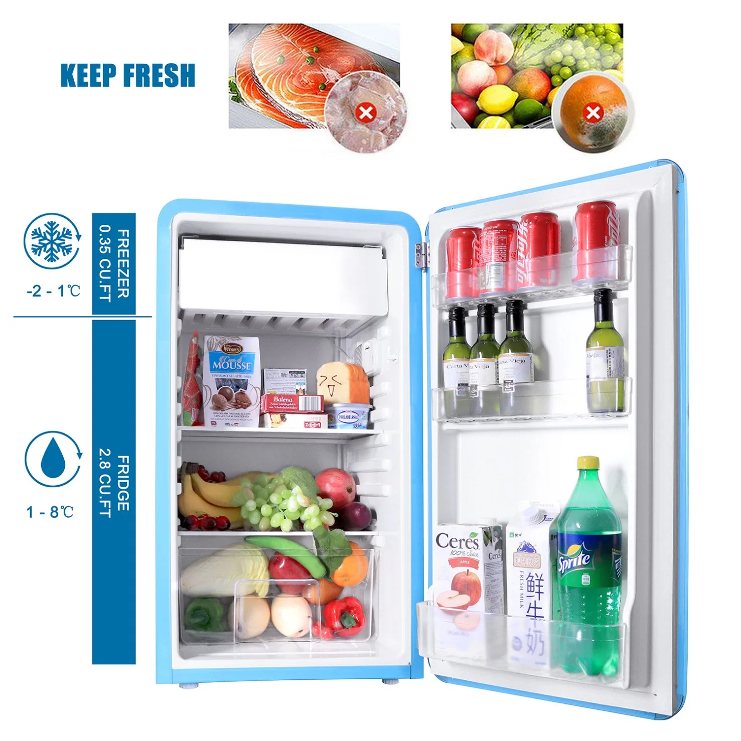 Custom Competitive Price Compressor Kitchen Cooler Fridge Refrigerator 90L