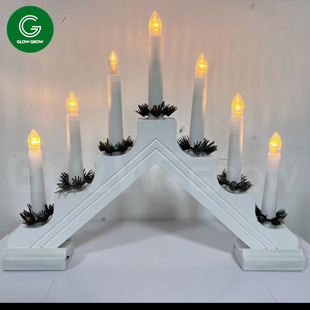 El LED rojo tradicional fábrica de Velas Candelabro de Navidad la luz de madera con 7 LED Velas para Navidad Festival de la casa de la decoración de boda