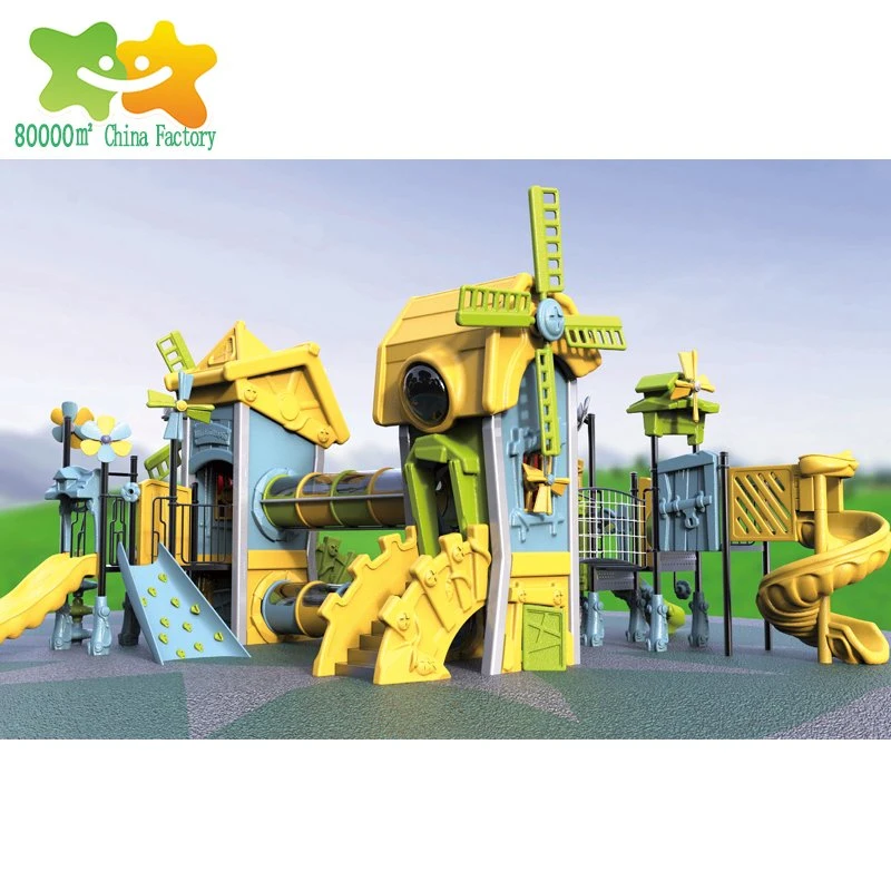 2018 Windmühle Welt Neueste Design Kinder Outdoor Spielplatz Ausrüstung Kunststoff Rutsche für Kinder