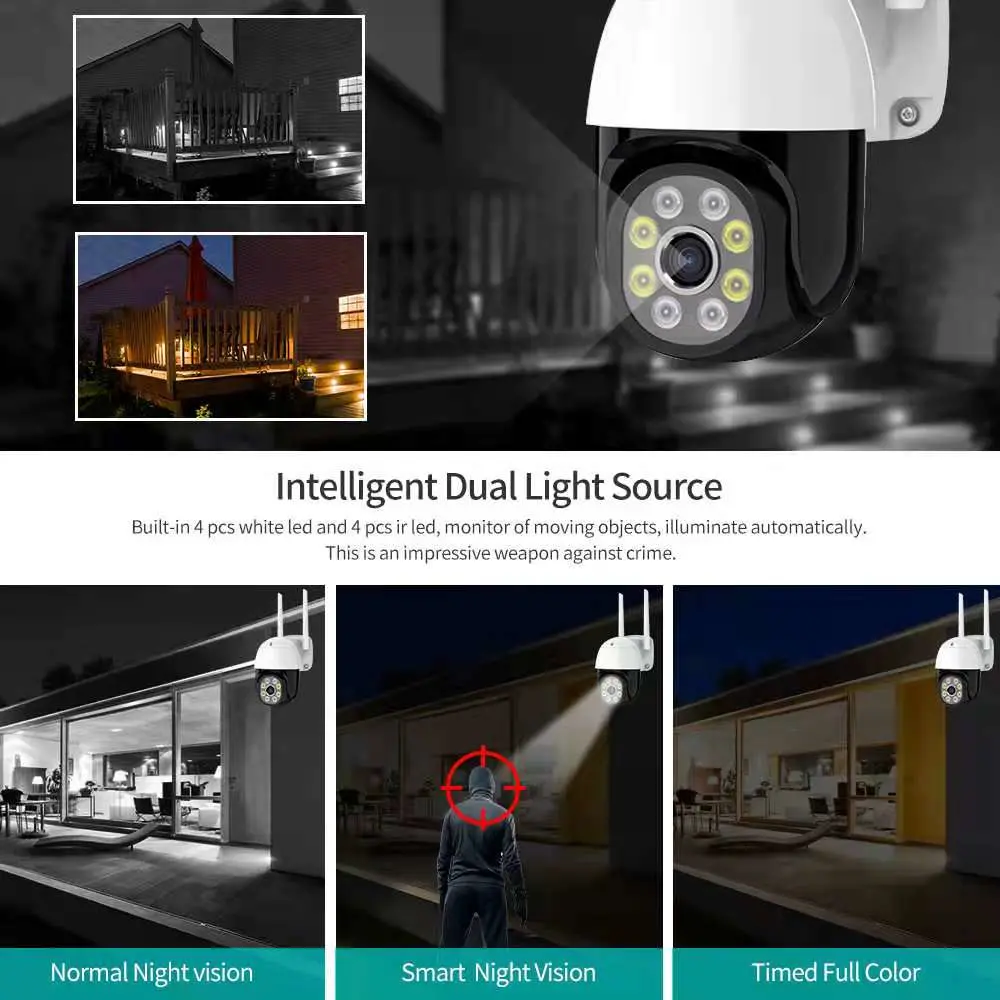 3MP Tuya WiFi Seguridad en el exterior de la cámara HD Mini Smart Home Monitor color P2p de visión nocturna de la vigilancia de vídeo cámara CCTV IP