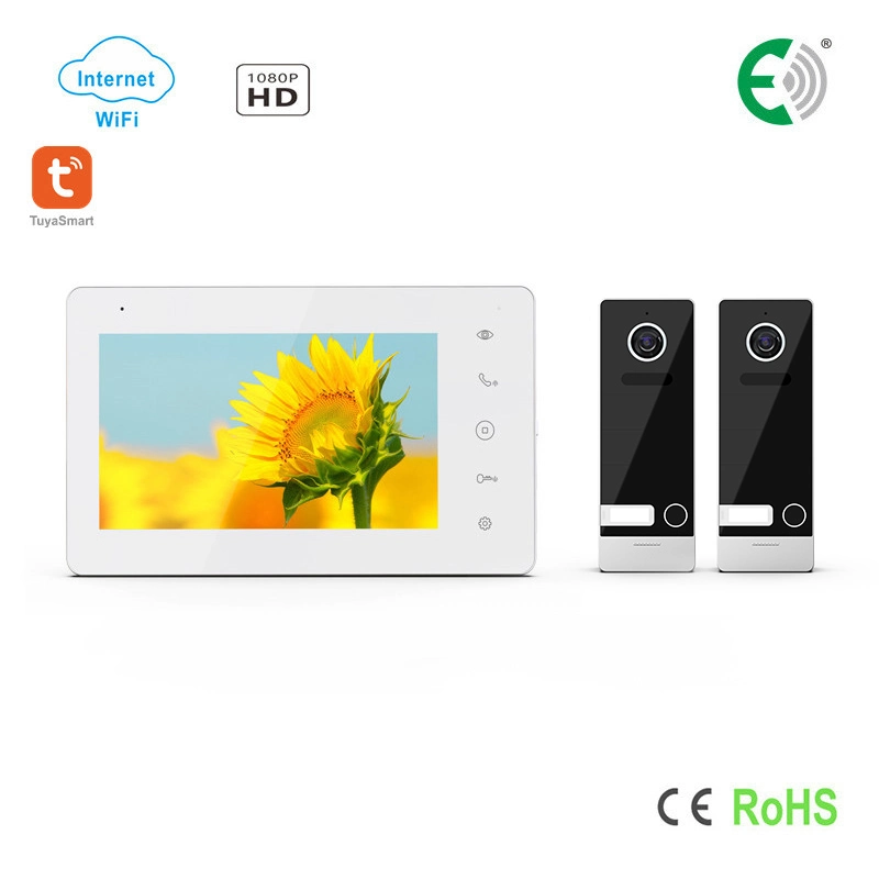 4-Wire WiFi 7" Casa de vídeo HD de pantalla Seguridad Sistema de intercomunicación de lujo Doorphone interfonía