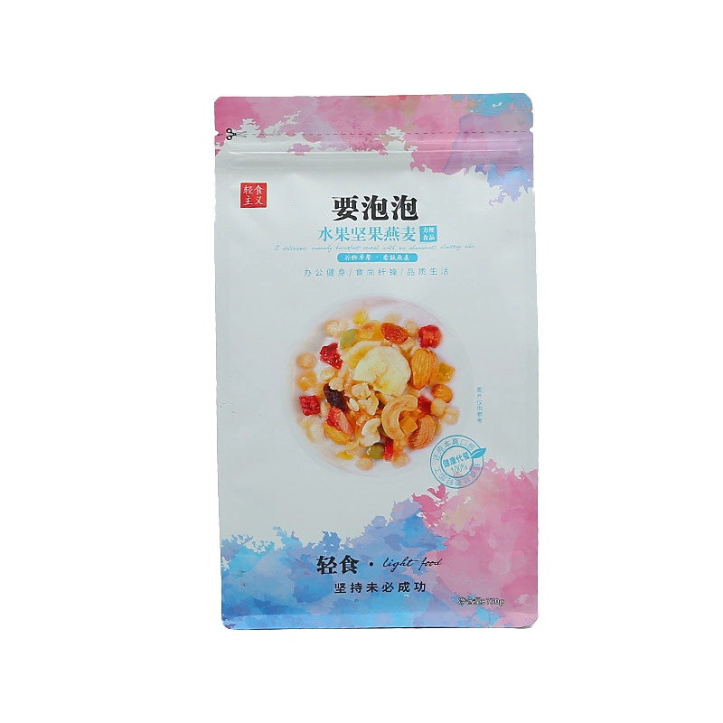 Custom Printed Easy Open Zipper Flat Bottom Dry Food Grade Frozen Dried Mango Fruit Packaging Bag for Nut Oat