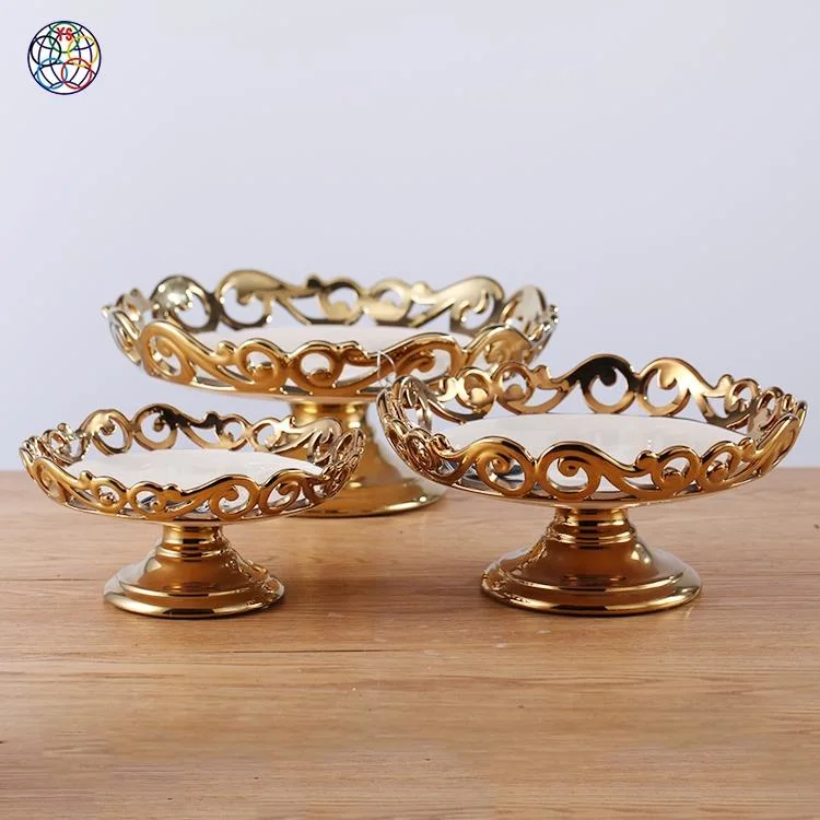 High Grade Gold Rimmed Ceramic Serving Fruit Plates