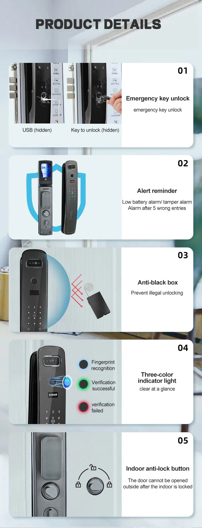 Smart Lock Face Recognition Automatic Intelligent Lock (YDDL-0065)