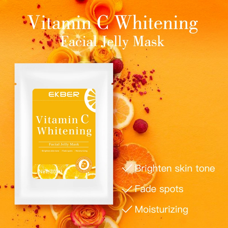 Private Label natürliche Bio-Vitamin C Gesichtsmaske Feuchtigkeitsspendende Aufhellung Peel Off Soft Hydro Jelly Maske Hautpflege Kosmetische Gesichtsbehandlung Blatt Rose Lemon 24K Gold