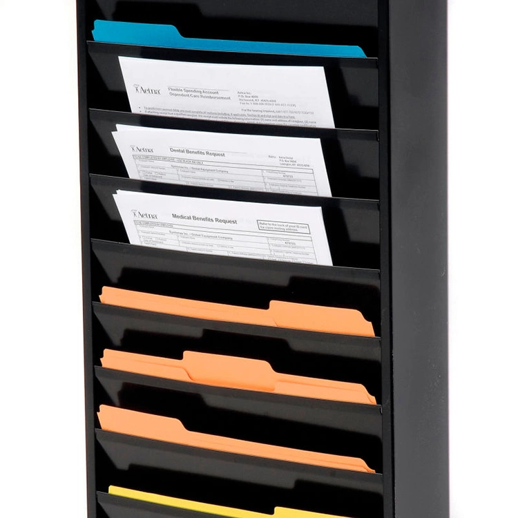 Jh-Mech Mail Document Storage Organizer Black Powder Coating Metal File Cabinet Holder