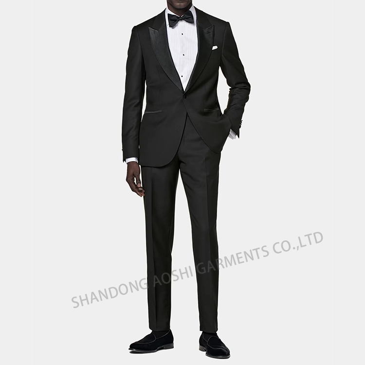 Mtm Men Suits Peak Lapel Modern Men's Custom 100% Double Fleece Pocket Wool Wedding Dress Suit Made in China