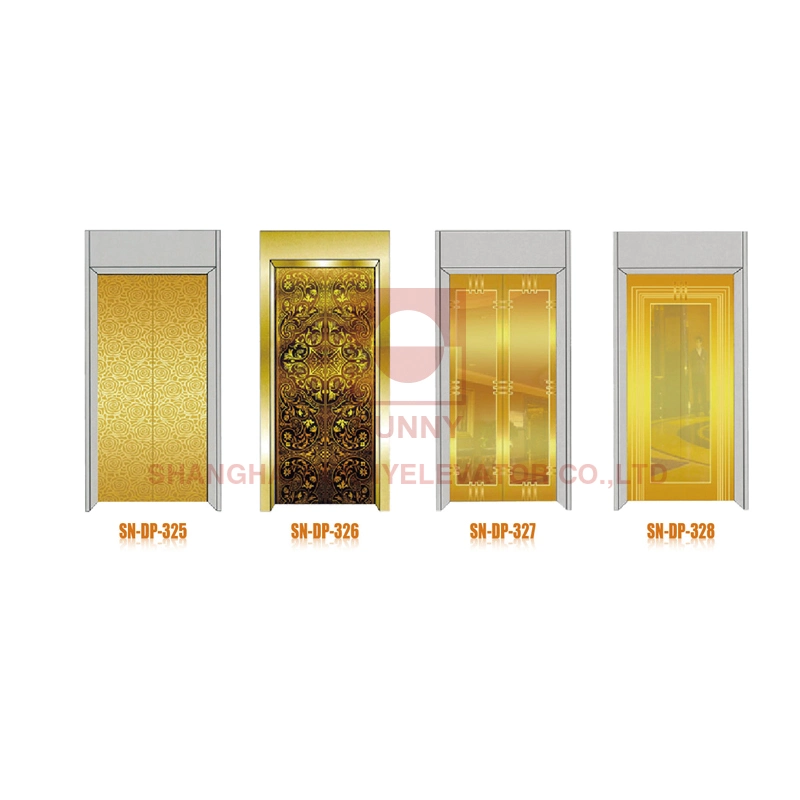 Elevator Door Panel in Rose Golden Color with LED Ceiling Lights