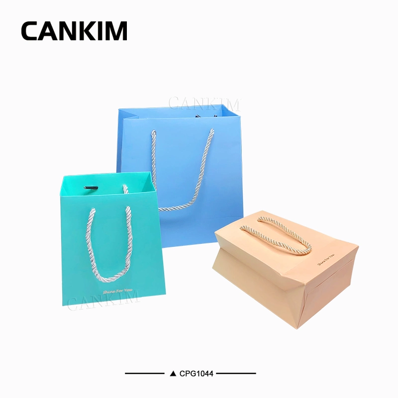 Cankim Papiertasche Einkaufstasche mit kostenlosem Logo-Druck Papier Tasche Verpackung Logo Shopping Geschenkpapierbeutel mit Griffen